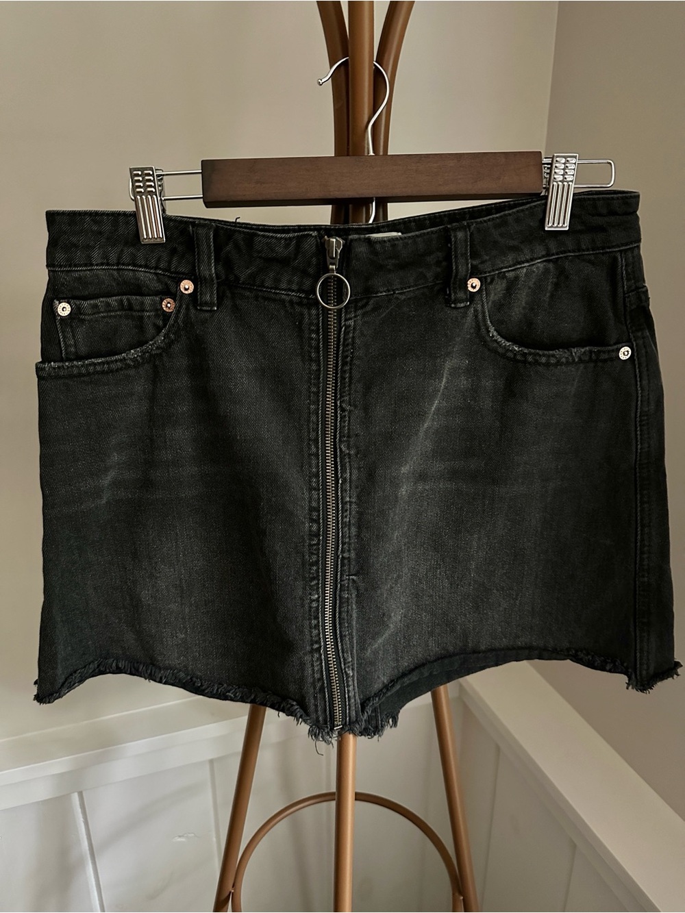 We The Free Zip Up Denim Skirt